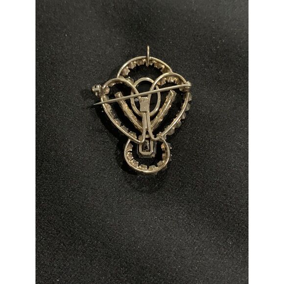 Carl Art 1/20 12k Gf‎ Brooch Clear Rhinestones Black Stone - Picture 2 of 4
